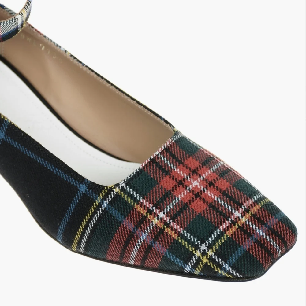NWB Maison Margiela MM22 6cm Tartan Checked Ankle-Strap Pumps